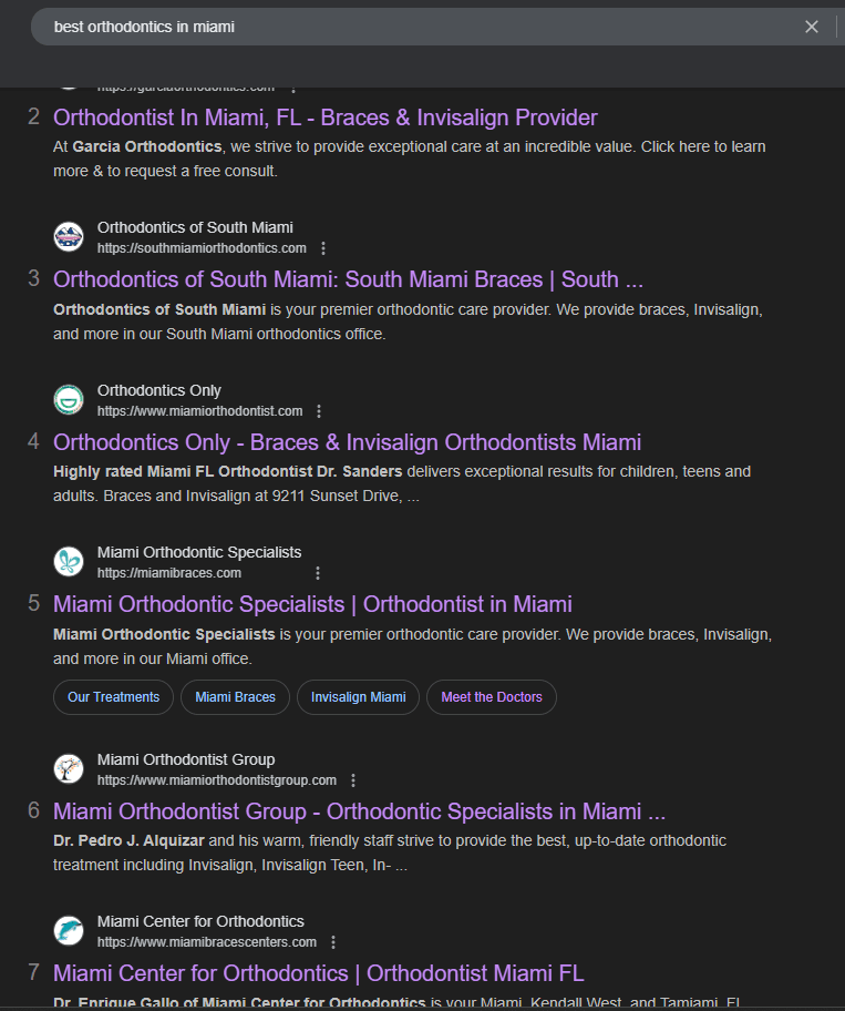 Best Orthodontic in Miami website result