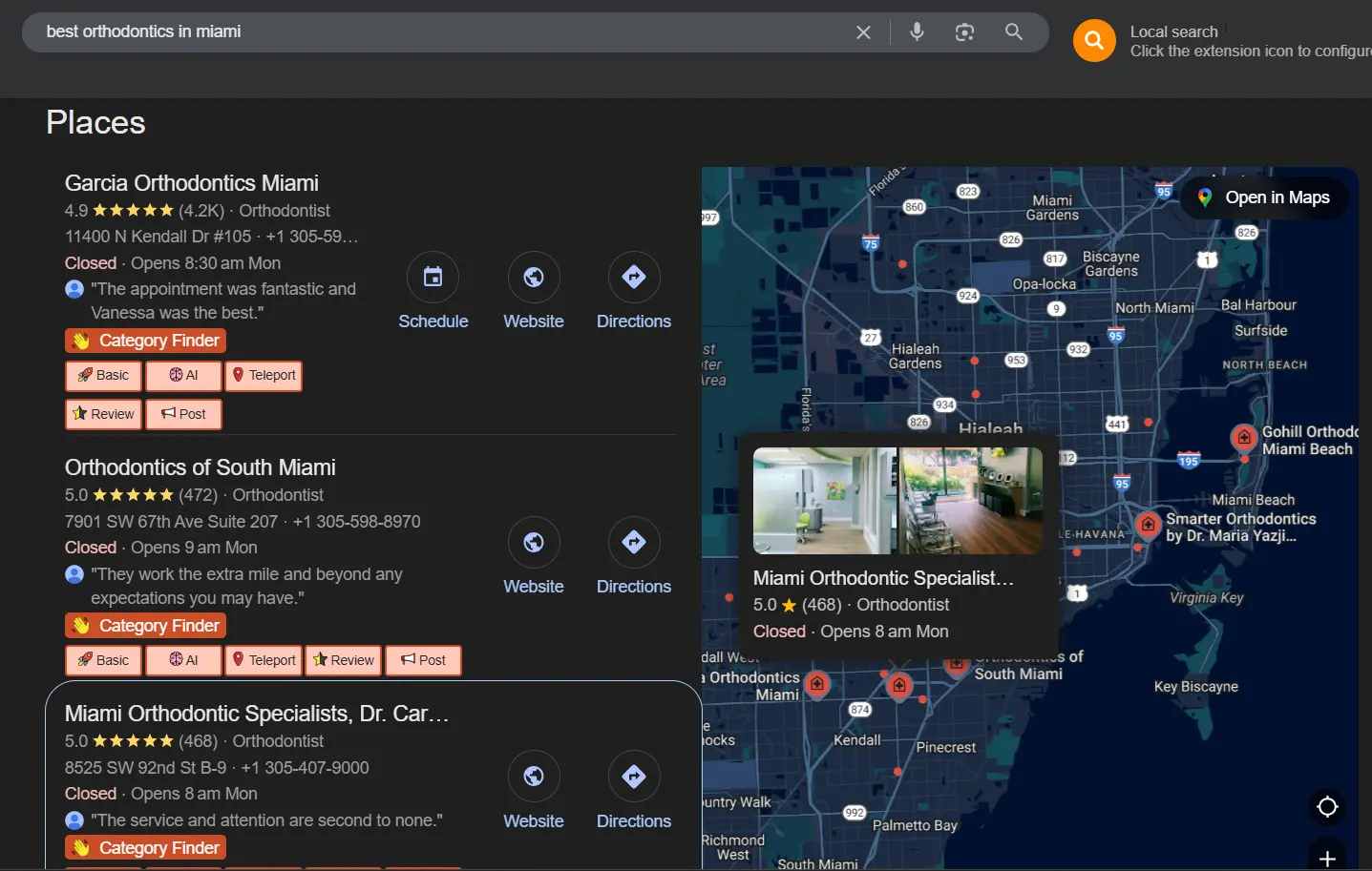 Orthodontics In Miami Google Map Result