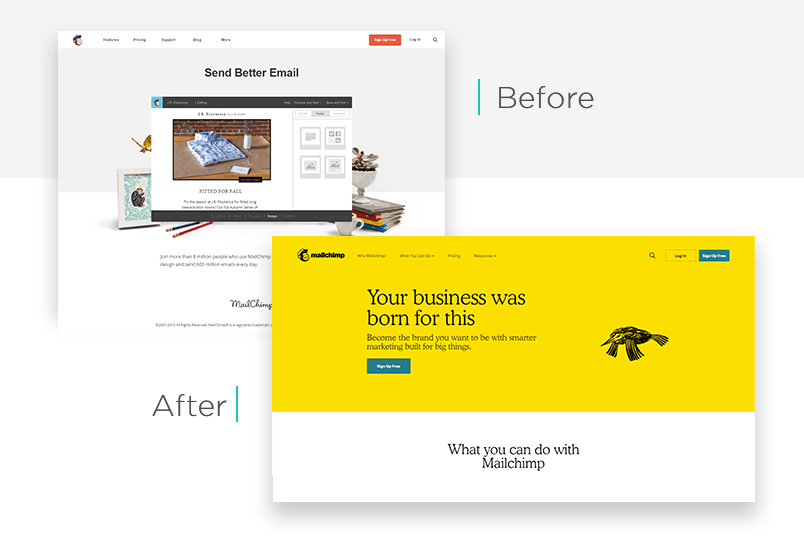 Website redesign before and after example