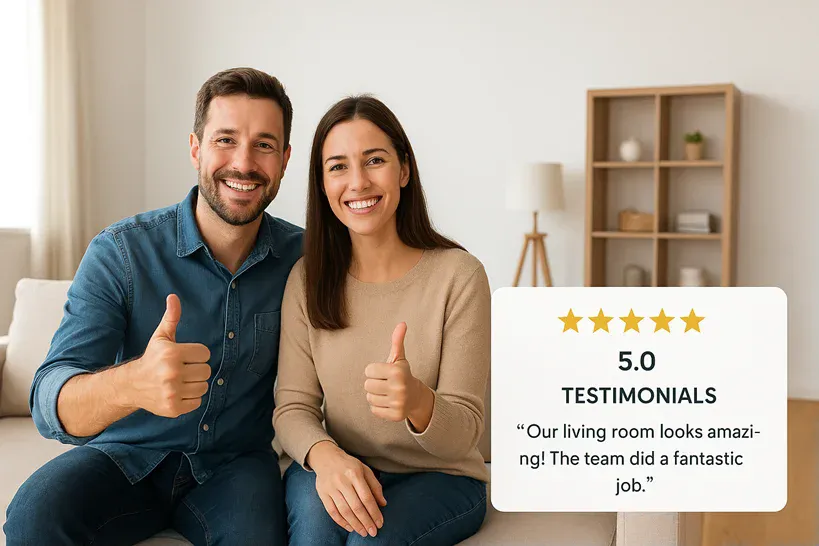 Client testimonials and reviews for interior design website