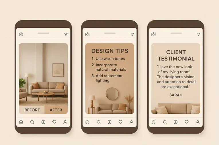 Interior design content creation for Instagram