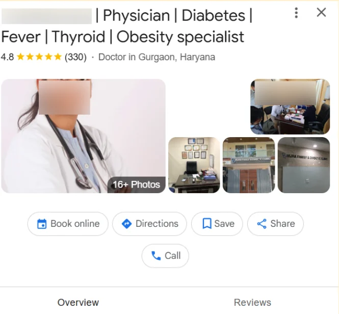 Doctors Google Business Profile Showing Their Clinic