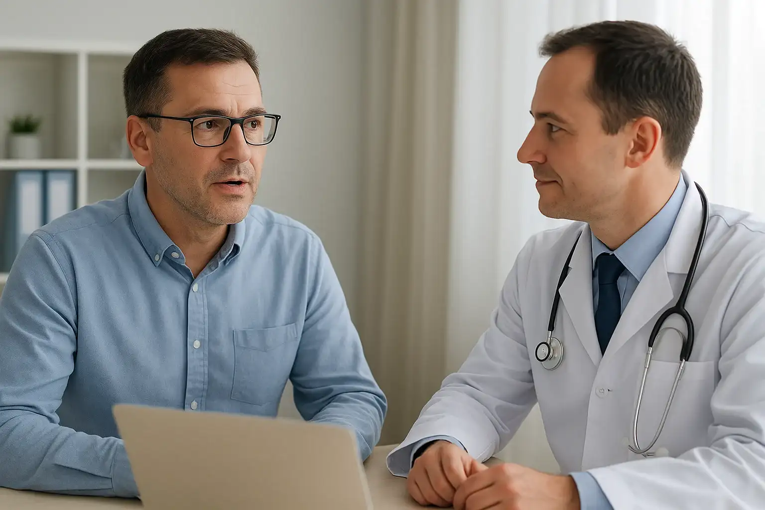 Healthcare professional with patient testimonials