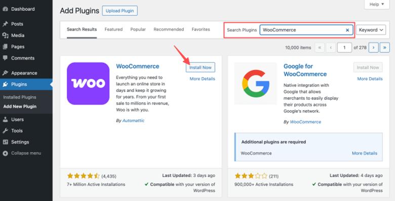 Installing WooCommerce for jewelry website