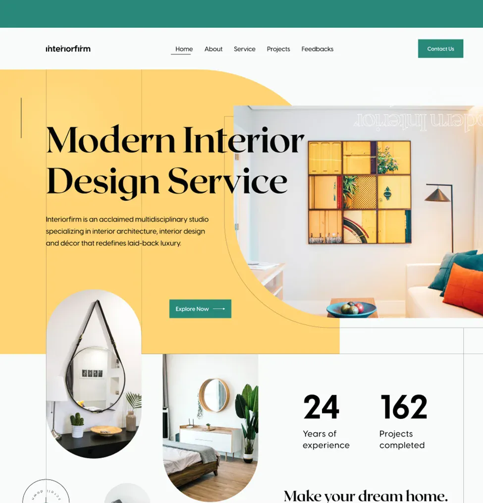 Interior design portfolio showcase with high quality images
