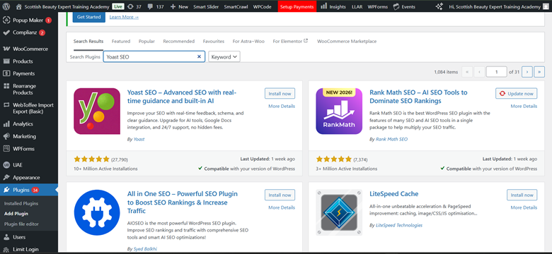 Yoast SEO plugin options in WordPress