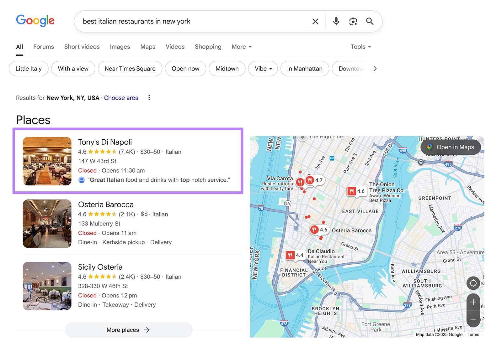 Google reviews impact restaurant rankings in The Woodlands