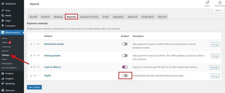 Setting up payment gateways in WooCommerce
