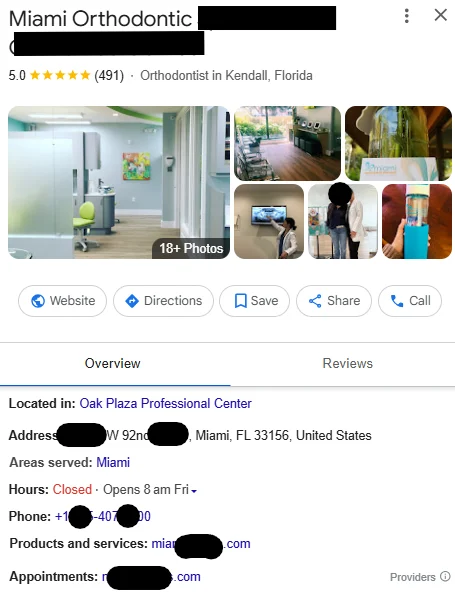 Optimized dental clinic Google Business Profile