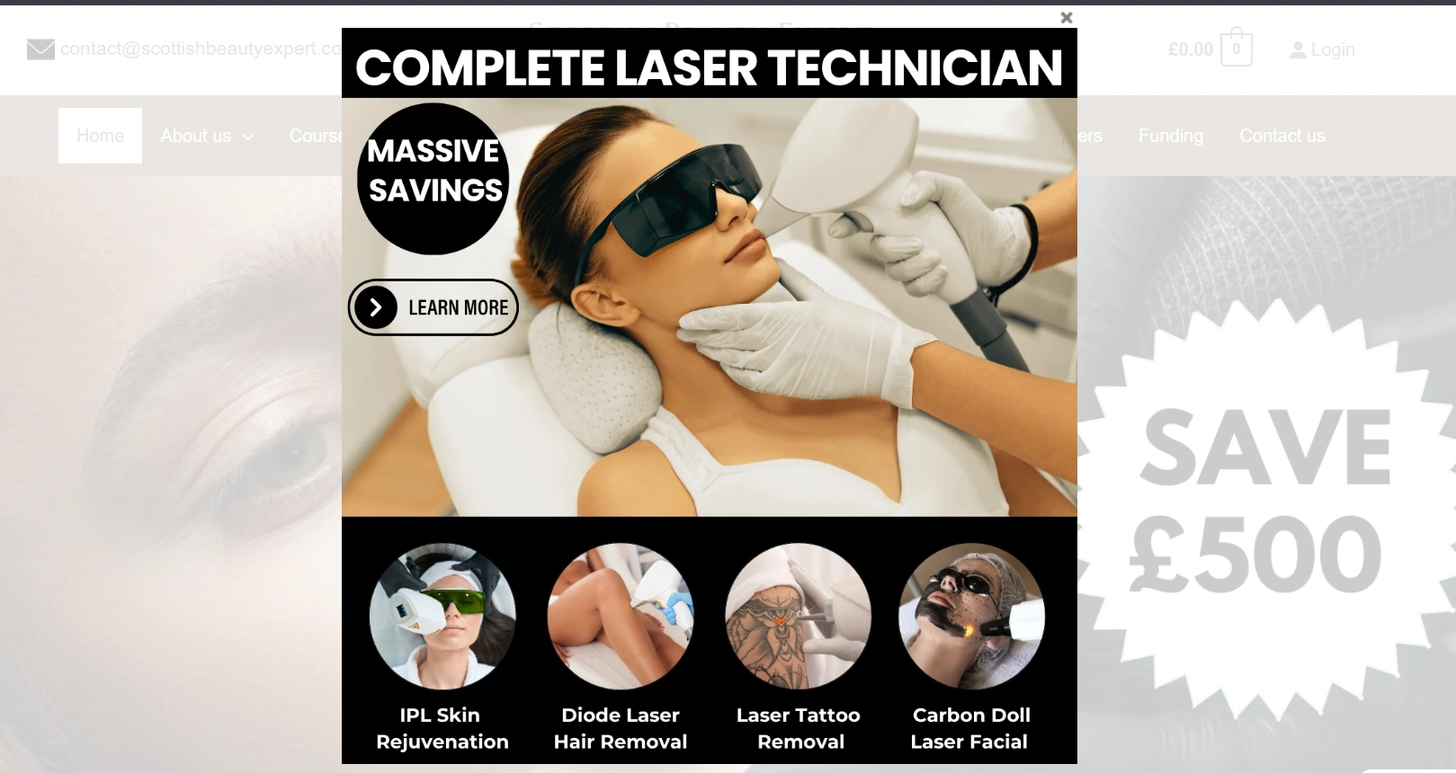 Scottish Beauty Expert website Popup Builder