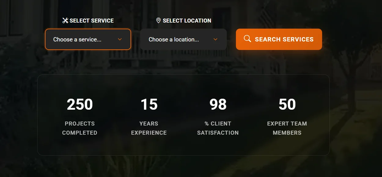 Service and location selection interface concept