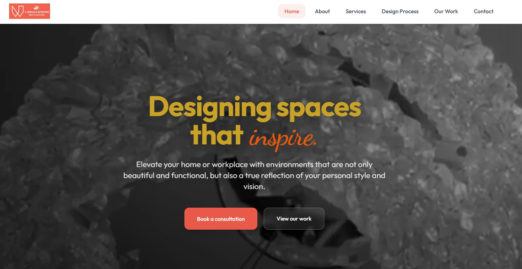 VDesign & Interiors website homepage preview